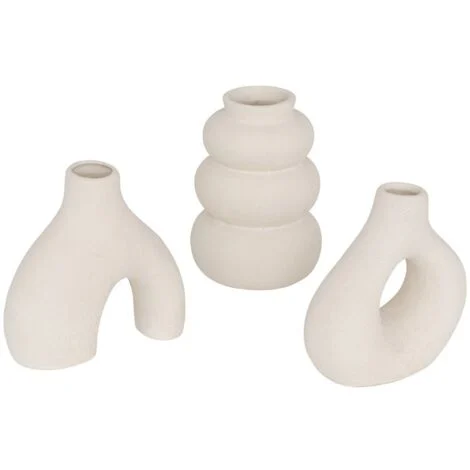 Set di 3 soliflores in ceramica bianca iora h9cm - Atmosphera créateur d'intérieur