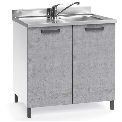 Sottolavello cucina componibile con ante 80 cm cemento.