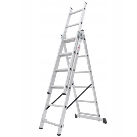 KADAX Scala Trasformabile a 3 Sezioni, Scala Scorrevole in Alluminio, Scala Doppia per Lavori Domestici e Professionali (6 Gradini)