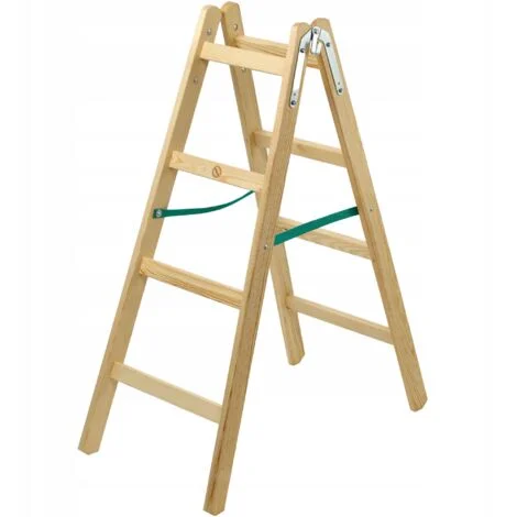 Scaletta pieghevole in legno KADAX, scala con struttura robusta e sicura, progettata per un accesso facile e comodo alle altezze (4 gradini)