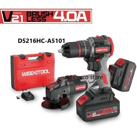 2in1 SMERIGLIATRICE FLEX ANGOLARE 125mm + TRAPANO AVVITATORE 2 BATTERIE 21V - A5101+D5213HC