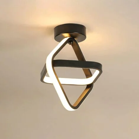 GOECO Plafoniera LED, lampadario moderno quadrato nero da corridoio 24W 2700LM per corridoio balcone, 3000K luce bianca calda, diametro 22CM