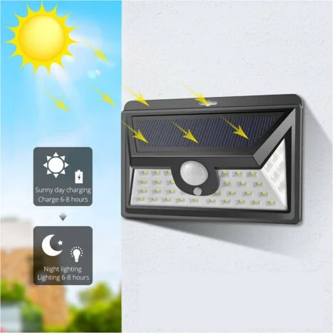 TrAdE Shop Traesio - Faro Led Con Pannello Solare Crepuscolare 24 Led Sensore Movimento Crepuscolare -