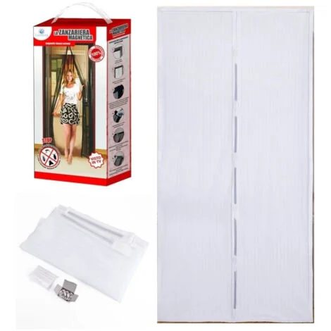 TrAdE Shop Traesio - Tenda Zanzariera Magnetica Per Porte 140 X 240 Cm Standard Universale Bianca -