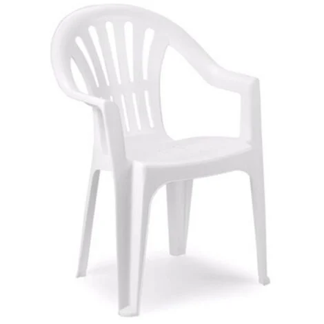 TrAdE Shop Traesio - Set 2pz Sedia Monoblocco In Plastica Schienale Alto Con Braccioli Bianco Giardino 008938 -