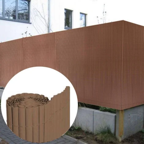 TrAdE Shop Traesio - Recinzione Giardino Frangivista Balcone Canniccio Pvc Marrone Esterno 1,5x3mt -