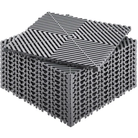 Mophorn Tappetino di drenaggio ad incastro, cuscino modulare da 12" x 12", 12 pezzi di piastrelle di drenaggio in PP grigio antiscivolo per garage, giardino, cucina ed esterni