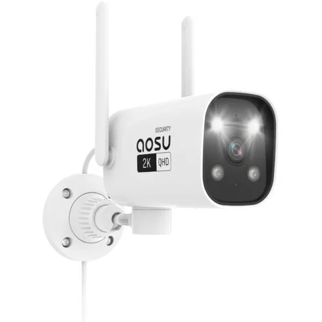 AosuTelecamera Wi-Fi Esterno 2K Videocamera Sorveglianza Esterno, Visione Notturna, Impermeabile, Sensore di Movimento, Audio Bidirezionale, Registrazione 24/7, 2.4G