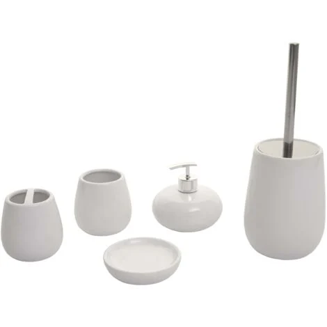 Set di 5 accessori da bagno in ceramica per bagno bianco 040003582