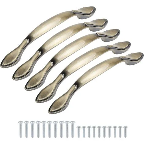 Confezione da 10 maniglie per porte mobili ad arco lunghe 13 cm (foro centrale 9,7 cm) bronzo verde 96 mm