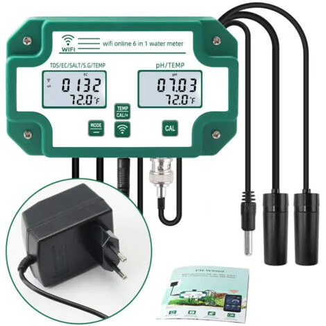 in 1 WiFi Tester di qualità dell'acqua Monitor multiparametrico digitale della qualità dell'acqua PH/solidi totali disciolti/EC/SG/sale/misuratore di temperatura per acquario acquacoltura piscina