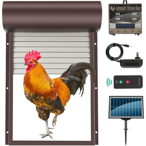 Porta automatica solare per gabbie per polli, porta per gabbie per polli con pannello solare e telecomando. Recinto per polli e anatre completamente in alluminio, resistente alle intemperie e anti-piz