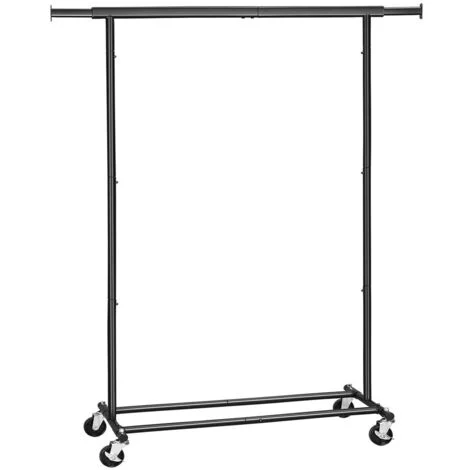 Appendiabiti con ruote portata 70 kg appendiabiti pieghevole durevole armadio estensibile ripiano portaoggetti 160 cm nero 120003660