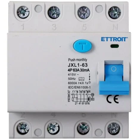 ETTROIT JX346364 Interruttore Differenziale Puro 4P 63A 30mA 380V-6KA CLASSE A