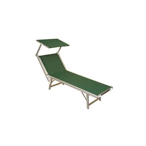 1PZ LETTINO ALLUMINIO PIEGH. PESANTE PARASOLE TESSUTO TEXILENE VERDE