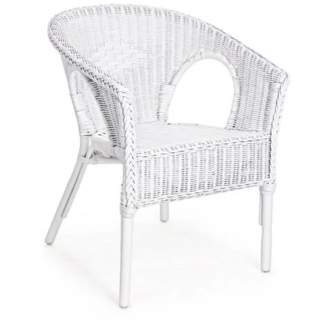 Poltrona "Allis" con braccioli, struttura in rattan, impilabile, per esterno -Midnight