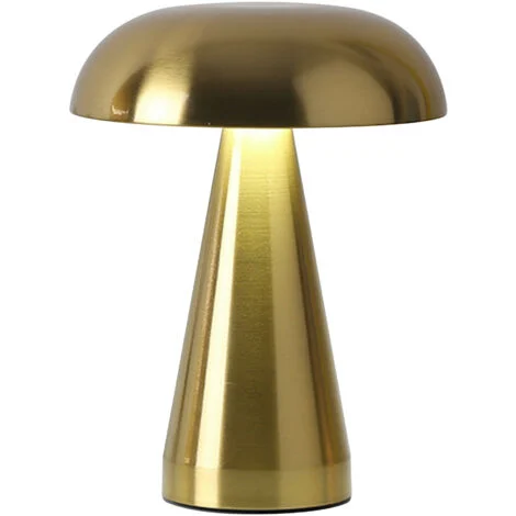 Lampada Da Tavolo LED Design Moderno Senza Fili Ricaricabile Controllo Touch Forma Di Fungo Colore Oro Selezione Colore Intensità Dimmerabile Altezza Regolabile 3000/4500/600K AbatJour Comodino
