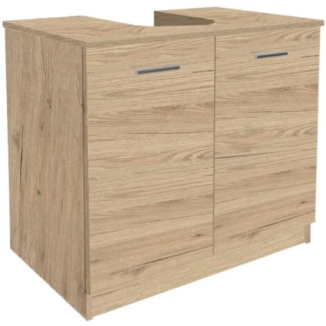 Mobile in legno bagno sottolavello copricolonna con 2 ante Quercia