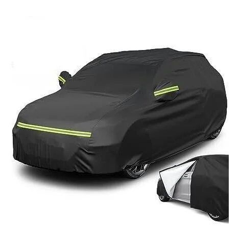Telo copriauto 460x180x168cm Telo copriauto per esterni, impermeabile, nero, per SUV, con apertura laterale per cabina, in cotone traspirante, anti UV, neve e polvere