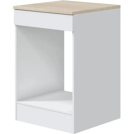 Dmora - Mobile per forno Lunea, Base forno da incasso, Mobile contenitore con vano forno, Struttura base per elettrodomestico, 60x60 h90 cm, Bianco e Rovere
