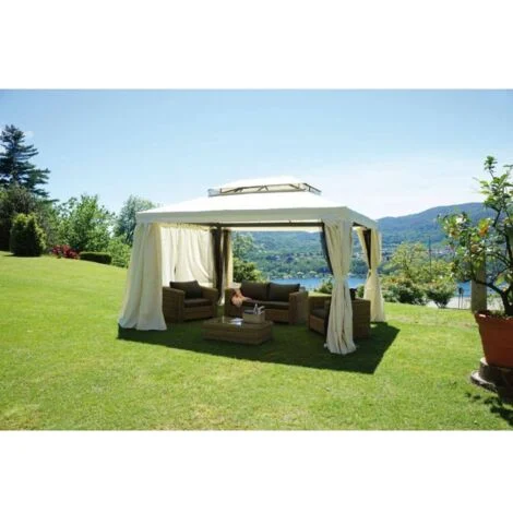 gazebo da esterno rettangolare solaria "nebraska" in alluminio ecru' 3x4 mt