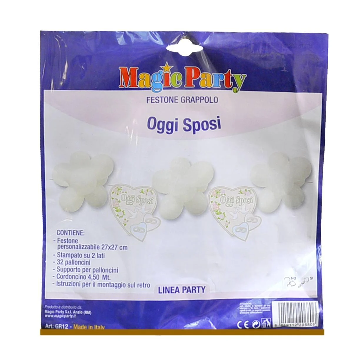 Festone party grappolo viva gli sposi mt