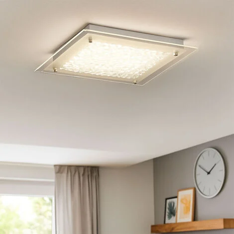 Plafoniera Lampada da soggiorno Plafoniera, vetro a forma di goccia, bordo chiaro, 15W 1200 lumen bianco caldo L x L x A 25 x 25 x 5 cm AZIONE 976701060300