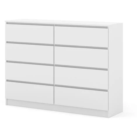 Cassettiera MAJA S8 140 cm bianco opaco con 8 cassetti