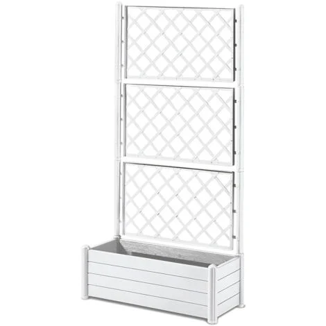 Fioriera con vaso largo cm 100 Spalliera Grigliata alta cm 195 separe' bianco graticola rampicantemodulabile e componibile per Esterni Giardini Terrazze separatore ambienti locali commerciali