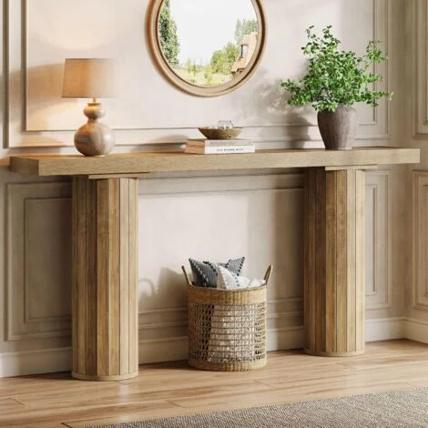 Tribesigns Tavolo consolle extra lungo, 160 cm, rettangolare, in legno, dietro il divano, Farmhouse, tavolo d'ingresso in legno, per soggiorno, corridoio, ingresso