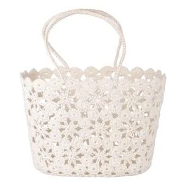 Borsa effetto uncinetto, crema, Crochet
