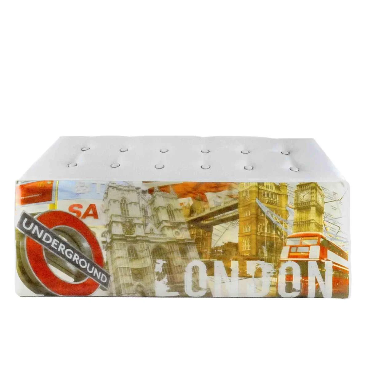 Cubo Pouf Pelle Londra cm.39x90x37