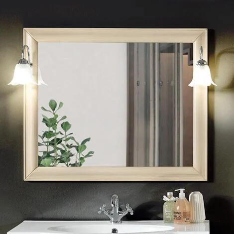 Specchio da bagno con cornice e due applique in stile classico MARTINA avorio