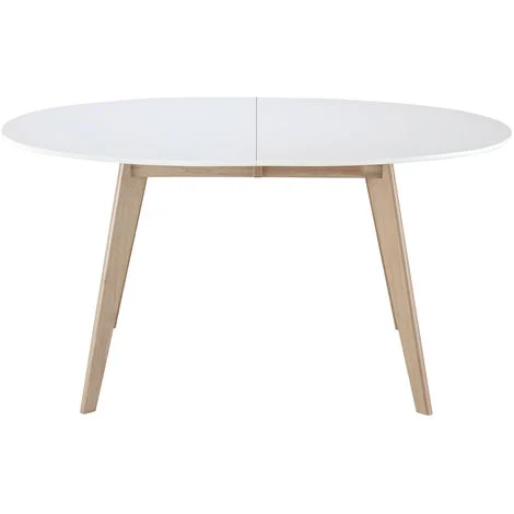 Tavolo allungabile ovale bianco e legno chiaro L150-200 LEENA