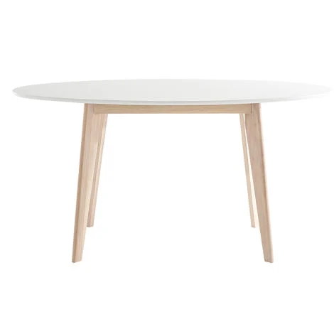 Tavolo ovale 150cm bianco e legno chiaro LEENA