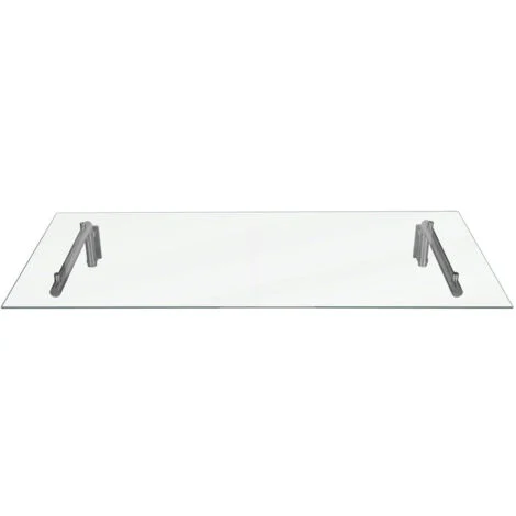 Tettoia in Vetro 144 x 80cm con Staffe in Acciaio Inossidabile per Porte Esterne