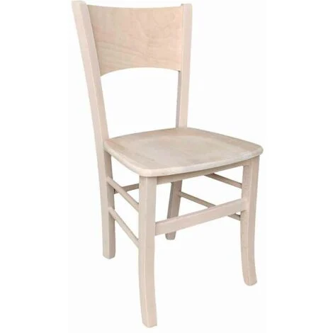 Sedia in legno Lucy grezza da verniciare con seduta in legno massello