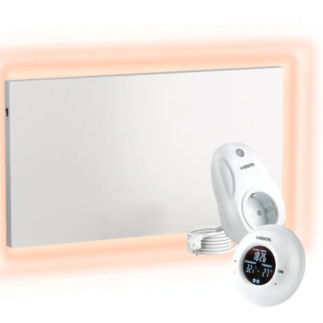 UMBRELLA® Pannello Riscaldante a Infrarossi con Termostato [TELECOMANDO + CONTROLLO WIFI] – Radiatore a Infrarossi – Pannello Riscaldante con Tecnologia Carbon Crystal – (Modello TH20 Funk - 900W)