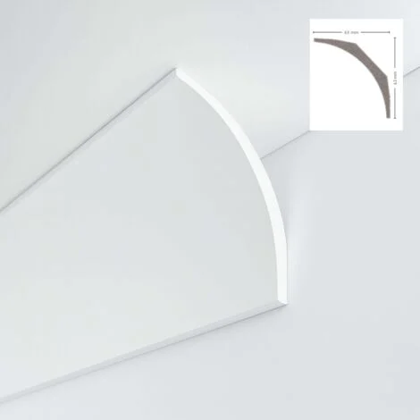 STOCK FOLLI Profilo a soffitto in Polimeri Bianco RAL 9016 verniciabile 63X63mm (Prezzo al metro)