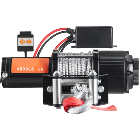 Mophorn Argano elettrico 12V, capacità di carico di 4500 libbre, fune in acciaio da 1/4" x 39 piedi, IP55, argano ATV UTV con telecomando wireless e passacavo a 4 vie per traino Jeep SUV camion barca