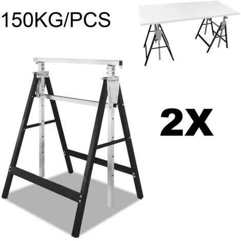 Cavalletti 2x Cavalletto da ponteggio, altezza regolabile 80-130cm