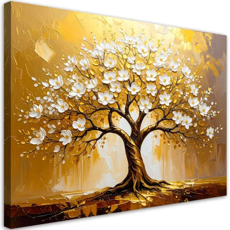 Quadro su tela, Albero della vita in oro Astratto - 120x80