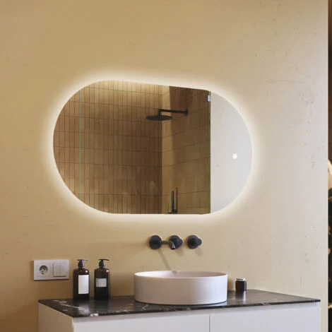 Specchio bagno LED Artforma, 120x70, Interruttore touch, LED Dual, Specchio Ovale