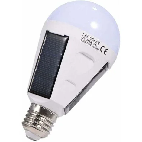 Lampadina solare a LED, lampadina solare E27 IP 65 impermeabile per interni/esterni, lampadina di emergenza a LED portatile con gancio per campeggio, escursionismo, tenda, viaggio (12 W)