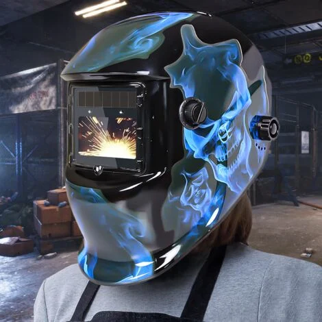 Maschera Saldatura Autoscurante, Ultrixe Casco da saldatura automatico solar, ampio campo visivo, sensore e cella solare con batteria, per saldatura TIG MIG ARC