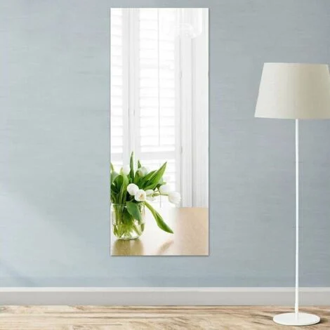 Specchio autoadesivo, specchio da parete, 40 x 122 cm Piastrelle a specchio adesive flessibili 0,3 mm Specchio senza cornice, lastra a specchio in acrilico per bagno, camera da letto