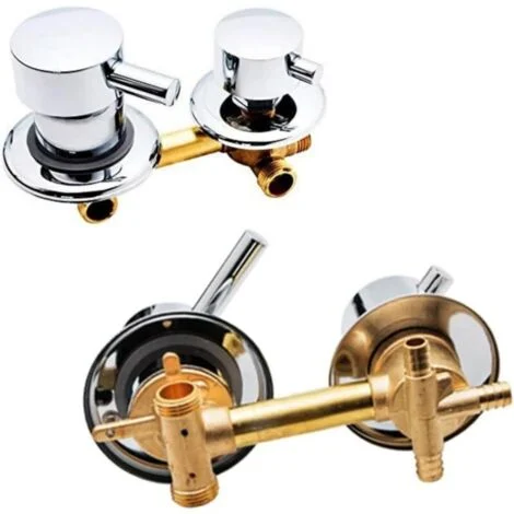 Miscelatore doccia, rubinetto a 3 vie, uscite acqua, filettatura, interasse 10 cm, miscelatore doccia cromato, miscelatore acqua calda e fredda in ottone G1