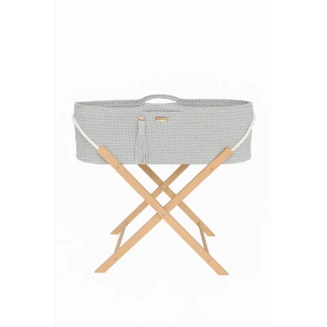 Cesta per Mosè BOHO fatta a mano con supporto - Grigio chiaro