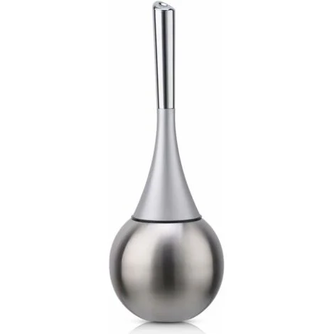 Porta scopino per WC KZQ da terra, in acciaio inox, finitura spazzolata lucida, set per WC da bagno (scopino incluso) - Argento