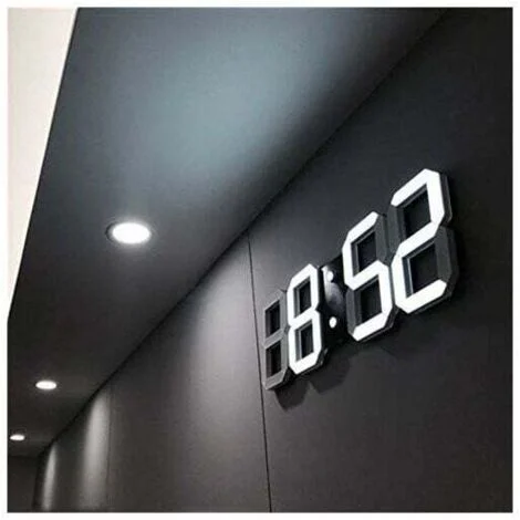 Orologio da parete a LED 3D, moderna sveglia digitale per casa, cucina, ufficio, comodino, con display da 24 o 12 ore.